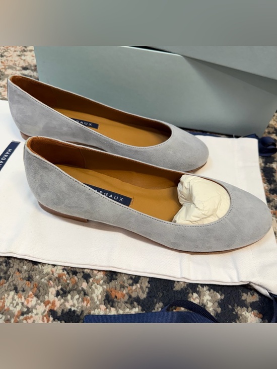 NWT Margaux Classic Round Toe Ballet Flat in Light Gray / Light Blue Suede Sz 5 - Picture 10 of 14
